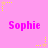 Pink background with repeated 'Sophie' text and yellow star patterns in a