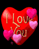 Red heart-shaped icon with "I Love You" text and floating pink hearts on black background, animated with heart positions shifting across frames.