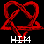 Red pixelated knot symbol with white text "HIM" on black background, static single-frame image.