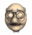 Animated sequence of a cartoon elderly man's face with glasses, showing changing expressions and eye positions across frames.