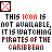 Animated icon displays red 'X' in black square, with text changing from "THIS ICON IS NOT AVAILABLE, IT IS WATCHING PIRATES OF THE CARIBBEAN" to partial phrases and repeated "NOT AVAILABLE," "IT IS WATCHING."