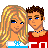 Pixel art featuring two cartoon characters, a torso with clothing, and feet holding a blue box; text below reads 'wishing he wuz he wuz mine' repeated twice with pink hearts.