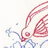 A pixelated image with a red fish-like creature and blue water splashes on the left, paired with black text on a light background.