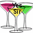 Three martini glasses with pink, yellow, and green liquid; text changes from 'Yes Sir' to 'Another Round' to 'For The Table!!!'