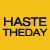 A 3x3 contact sheet of a static animated icon featuring the band Haste The Day with repeated text and flame symbols, displayed on a gray background.