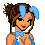 Pixel art contact sheet of a female character in blue Playboy Bunny outfit across multiple poses with text "CAN I BE YOUR BUNNY BOY" and logo