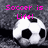 Two soccer balls with pink text reading "Soccer is Life!" and "Life is Soccer!" on a gray pixelated background.