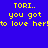 Four identical pixelated text in blue, purple, red, and purple quadrants with yellow text reading 'TORI.. you got to love her!'