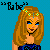 Pixel art icon of a cartoon woman with long brown hair, blue eyes, and a black choker necklace against a solid blue background, with "Babe" text in quotation marks above her head.