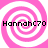 Four identical pink and white spiral patterns arranged in a with black text reading "HannahC70" overlaid on each spiral