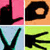Four distinct pixelated icons arranged in a 2x2 grid, each with a solid background color and a black silhouette of a stylized object or shape.