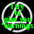 Green pixelated text and white geometric symbols on black background with gray , animated sequence showing text changes
