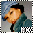 Pixelated image of a person wearing a blue knit hat and teal coat with a gray background, showing three sequential poses with text 'AKO' at the bottom right.