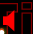 Red speaker icon with sound waves on black background, framed by red geometric shapes in a