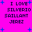 Bright pink background with blue plus signs and black pixelated text reading "I LOVE SILVERIO SAILLANT JEREZ" in two identical vertical