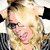 six colored with text and symbols, including a pixelated photo of a person with blonde hair and sunglasses on the top-left