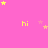 Pink background with yellow 'hi' text and scattered stars in yellow and pink.