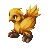Pixelated yellow bird with brown feet and beak, shown in nine sequential poses against gray background.