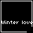 Four black square with white borders display "Winter love" text; top-right has a heart symbol, bottom-right has a star symbol