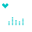A static pixel art composition featuring a cyan heart icon and five cyan audio waveform bars on white background with partial gray overlay.
