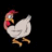 A 2x2 contact sheet of a pixelated chicken animation with text elements on colored backgrounds.