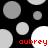Black background with scattered gray and white circles; red text 'aubrey' appears in four locations across the image.