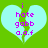 Two identical light blue heart shapes on a green background with purple text reading 'i hate gobb o.o.f' inside each heart.