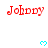 Red text 'Johnny' repeated across white background with cyan heart symbols in a pattern