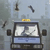 Pixelated image of a vehicle with a yellow light on top, two side mirrors, and a windshield showing a blurred interior.