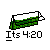 Pixelated green and white icon with text "Its 420" below, displayed in a on gray background