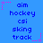 Blue background with repeated text and pink star-shaped pixel decorations at corners