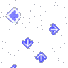 Animated contact sheet of 16 frames showing directional arrow icons in blue, red, yellow, and green on a purple background with gray transparency zones.