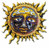 Pixelated static icon of a stylized sun with human-like facial features, rendered in warm yellow and brown tones against a white background.