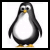 Animated penguin with black and white body, yellow beak and feet stands against white background.