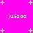 Bright pink background with scattered white pixelated stars and repeated text 'juliaaa' in white pixelated font.