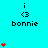 A cyan background displays three of 'i <3 bonnie' text with red heart icons that animate in vertical stacks on the left, center, and right