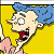 A pixelated cartoon character with blue hair and a yellow background on the left, next to green text reading "Original Icons .com" on a dark green background.