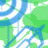 Pixelated green and blue background with repeated text overlays in black-and-white block letters, some words highlighted in cyan.