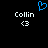 Blue pixelated heart symbol above white text 'Collin' and '<3' on black background.