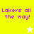 Yellow and white pixelated image with purple text 'Lakers all the way!' and a star icon changing from white to yellow.