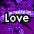 Purple pixelated background with white text reading "Love IS Painful" in bold letters.