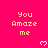 Bright pink background with repeated yellow text "You Amaze me" and white pixelated hearts arranged in a pattern