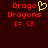 Red pixelated text 'Drogo Dragons' with a yellow heart symbol and red emoticon on dark background.