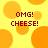 Yellow background with orange circles and red text reading "OMG! CHEESE!" in four repeated sections.