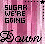 Pixelated pink background with repeated text and stylized script, showing animation changes in lettering.