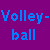 four and four displays alternating purple and blue background squares with text reading "Volley-ball" or "Kicks Some ASS!" in matching colors