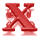 Red X-shaped icon with swirling circular patterns on a white background, showing animation changes