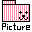Pink and white striped folder icon with a black cat face, showing subtle animation changes in the eyes and mouth across observations.