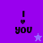Pixelated 'I ♡ you' text with a star symbol on purple and light purple backgrounds.