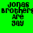 Green background with black pixelated text reading 'jons brothers are gay' in four quadrants, one quadrant showing a red glow effect.